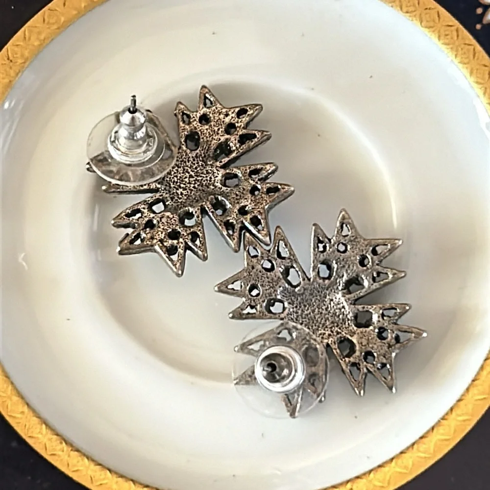 Vintage AB Maltese Cross Pierced Earrings